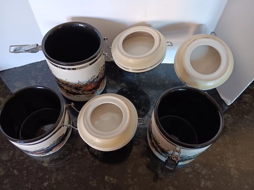 Set of 3 Mossy Oak Canisters By Bass Pro Shops, ceramic w/ air tight lids - Picture 6 of 10
