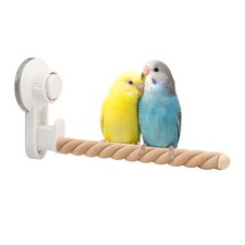 Suction Cup Bird Perch,Natural Wood Parrot Window/Bath/Car/Travel/Shower Perc...