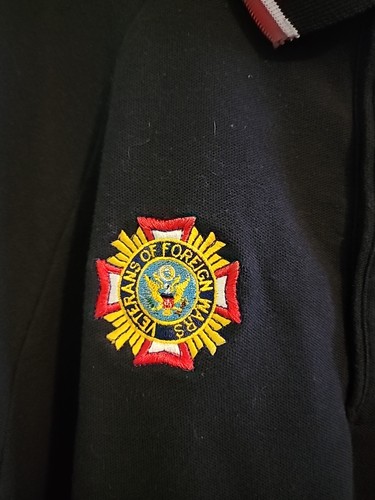 Polo para hombre VFW manga corta azul oscuro 2XL con manga bandera de EE. UU. - Imagen 2 de 8