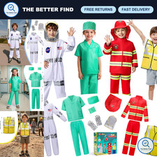 4-in-1 Kids Dress Up Costumes, Role Play Halloween Outfits for Ages 3-8