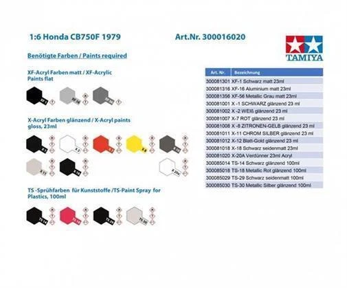 TAMIYA Kit Di Plastica 1:6 Honda CB750F 1979 / 300016020 - Immagine 4 di 4