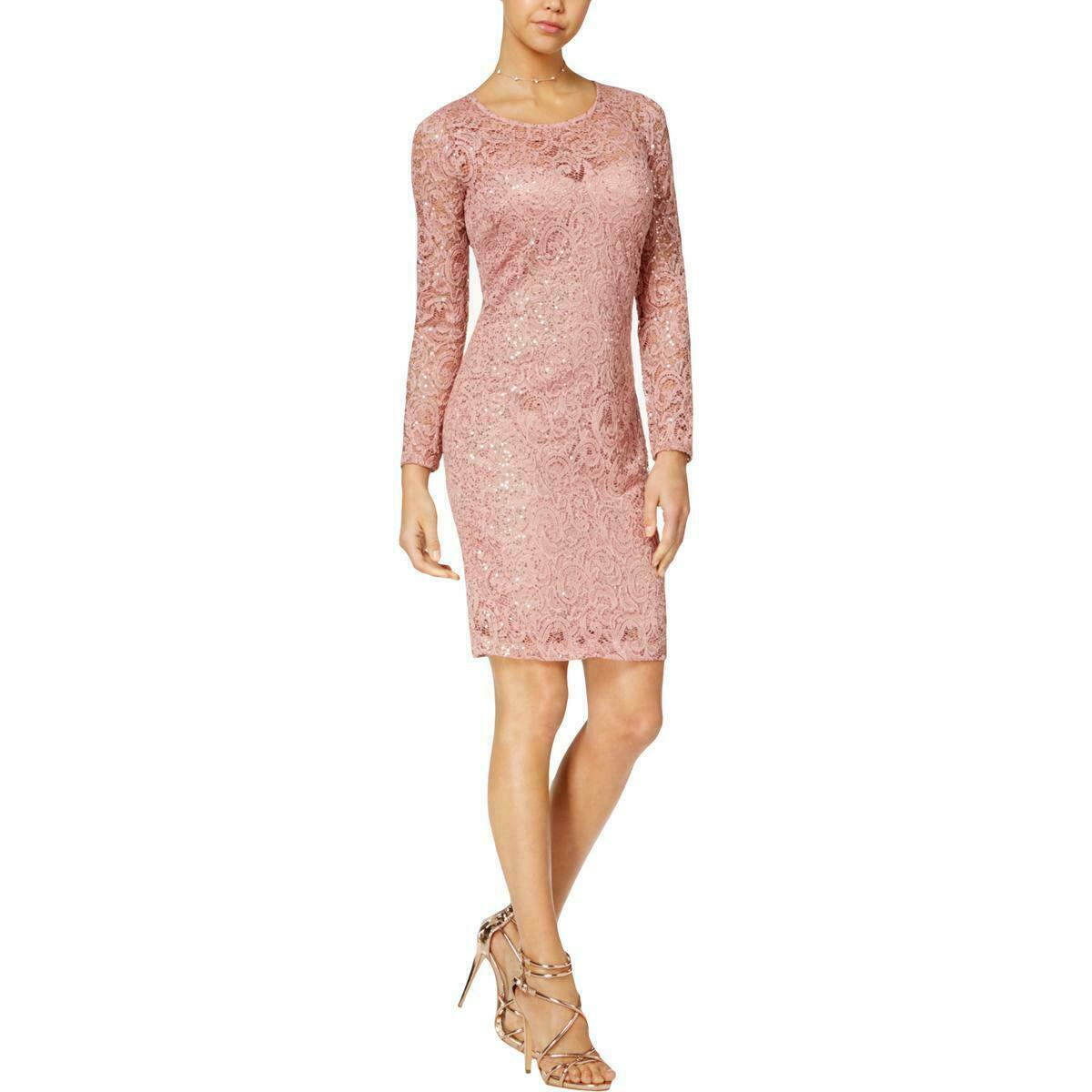 Sequin Hearts Dresses | Sequin Rose Cocktail Dress Long Sleeved | Color: Brown/Tan | Size: 3j | Prevslyloved's Closet