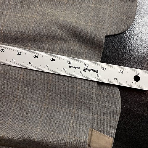 Hart Schaffner Marx Sport Coat 46L Warm Grey Taupe Plaid Blazer Gold Trumpeter - Picture 18 of 18