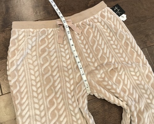 Ande Doeskin Fleece Soft Plush Pajama Jogger Pants Cream/Beige/Coffee Stripe XL - Picture 3 of 6