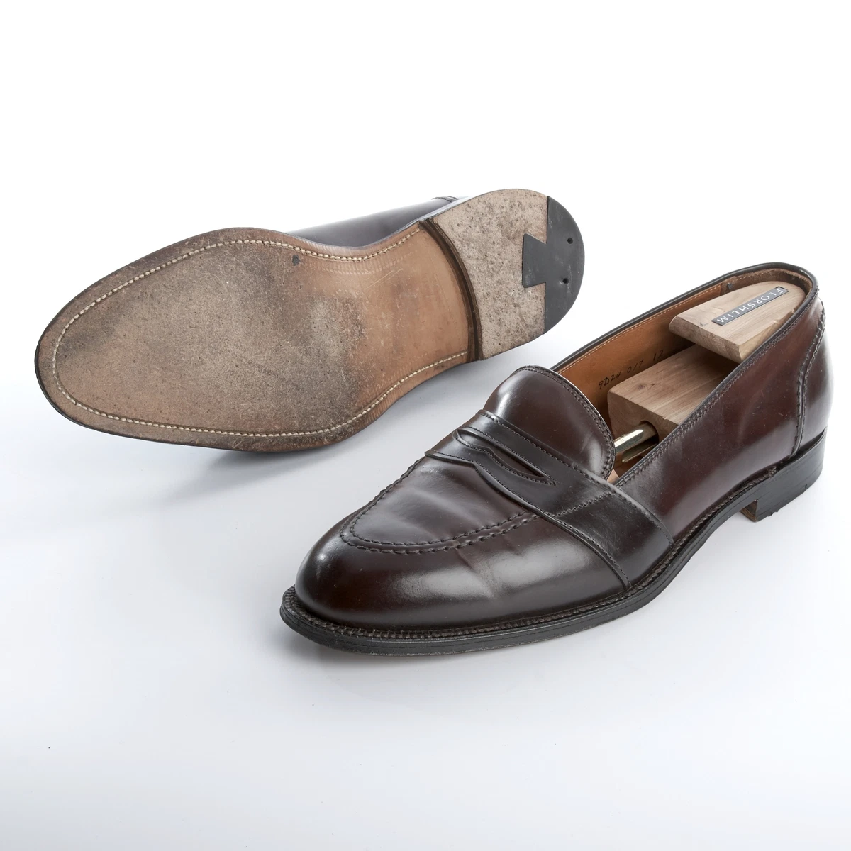 Alden Shoes Mens 12E Shell Cordovan Color 8 Full Strap Loafers