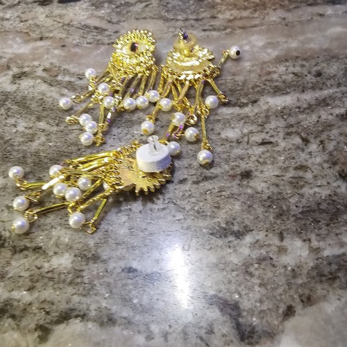 Schiaparelli Inspired Green Eye Monster Anatomy Dangle 2 Inch Long earrings - Picture 10 of 10