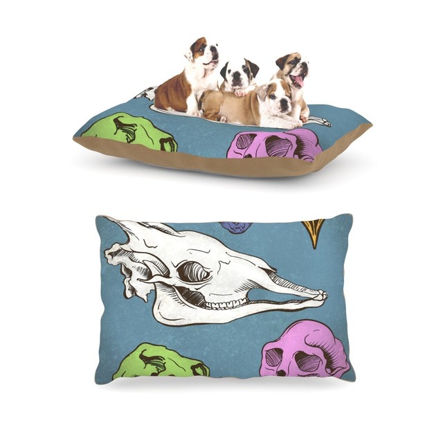 Kess Inhouse Sophy Tuttle Skulls Fleece Large Pet Dog Bed 30 By 40 Inch Ebay