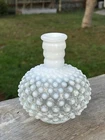 Vintage Fenton Moonglass Milk Glass Hobnail  Perfume Bottle/Budvase, No Stopper