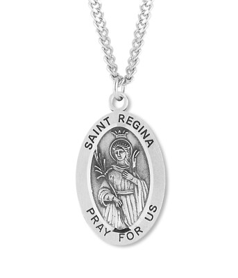 925 Sterling Silver Saint St.	Regina Pendant Medal Necklace with Chain
