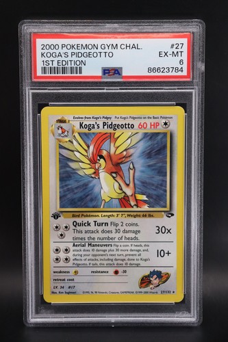 Koga's Pidgeotto (1st Edition) graded PSA 6 for sale on eBay
