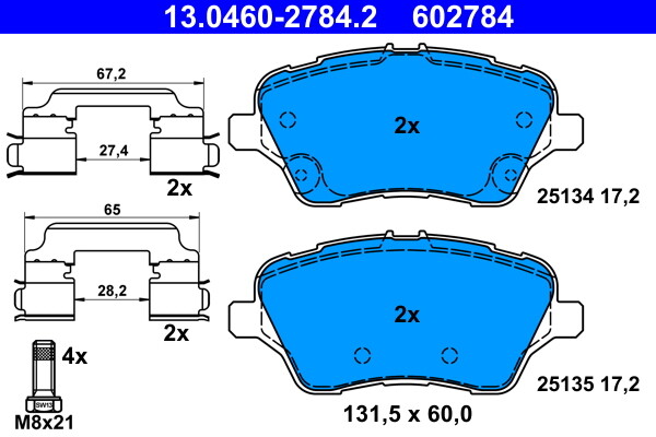 ATE 13.0460-2784.2 Brake Pad Set, disc brake for FORD