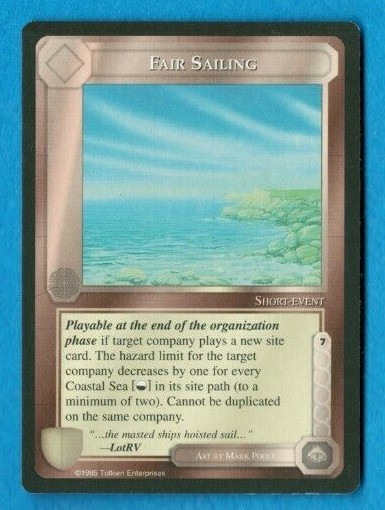 Middle-Earth CCG MECCG Fair Sailing The Wizards Limited LOTR Rare Card NEAR MINT Middle-Earth CCG MECCG Fair Sailing The Wizards Limited LOTR Rare Card NEAR MINT