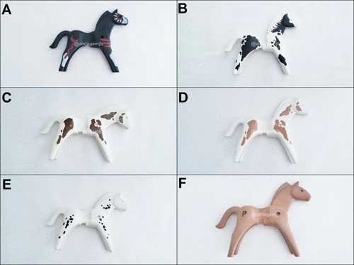 PLAYMOBIL VINTAGE HORSES BLACK OR WHITE PAINTED WHITE/BLK SPOTS/PATCHES-CHOICE