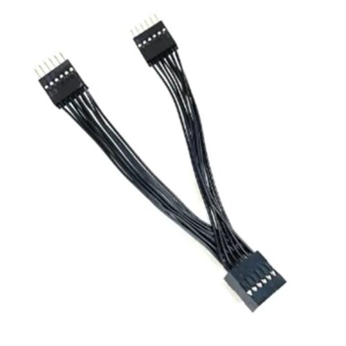 1 to 2 Extension Cable Card Desktop 11Pin USB HUB Connectors Adapters Converters - Afbeelding 1 van 7