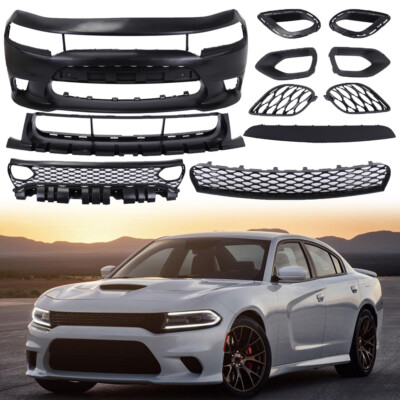 Front Bumper Cover & Grille Set Fits For 2015-2021 Dodge Charger SRT Style