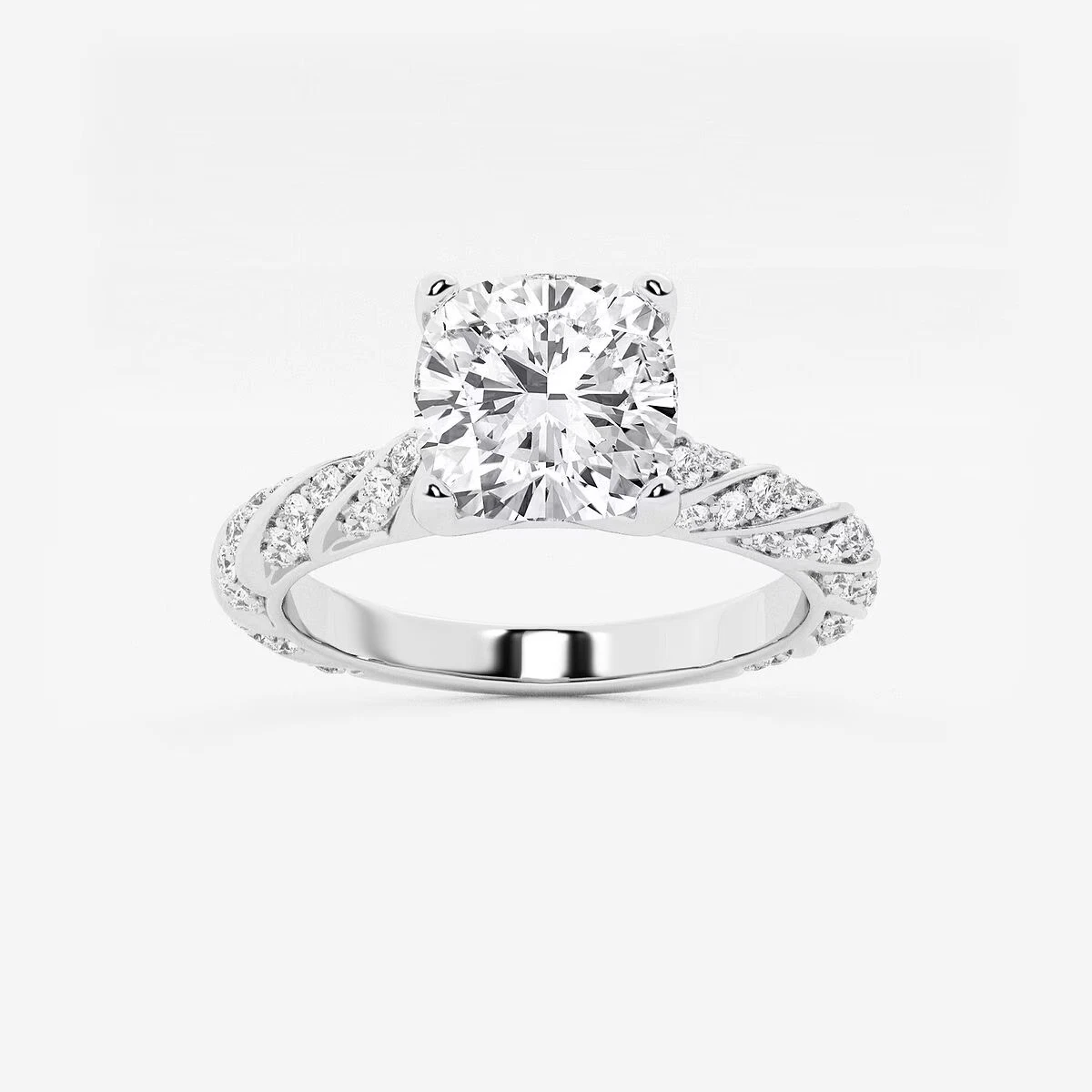 Lab Grown Diamond Engagement Ring 2.00ct IGI Certified Cushion Cut 14k White Gold image-1