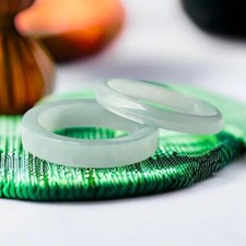 Blue Real Jade Rings Natural Jewelry Gifts Carved Burmese Jadeite Women Men