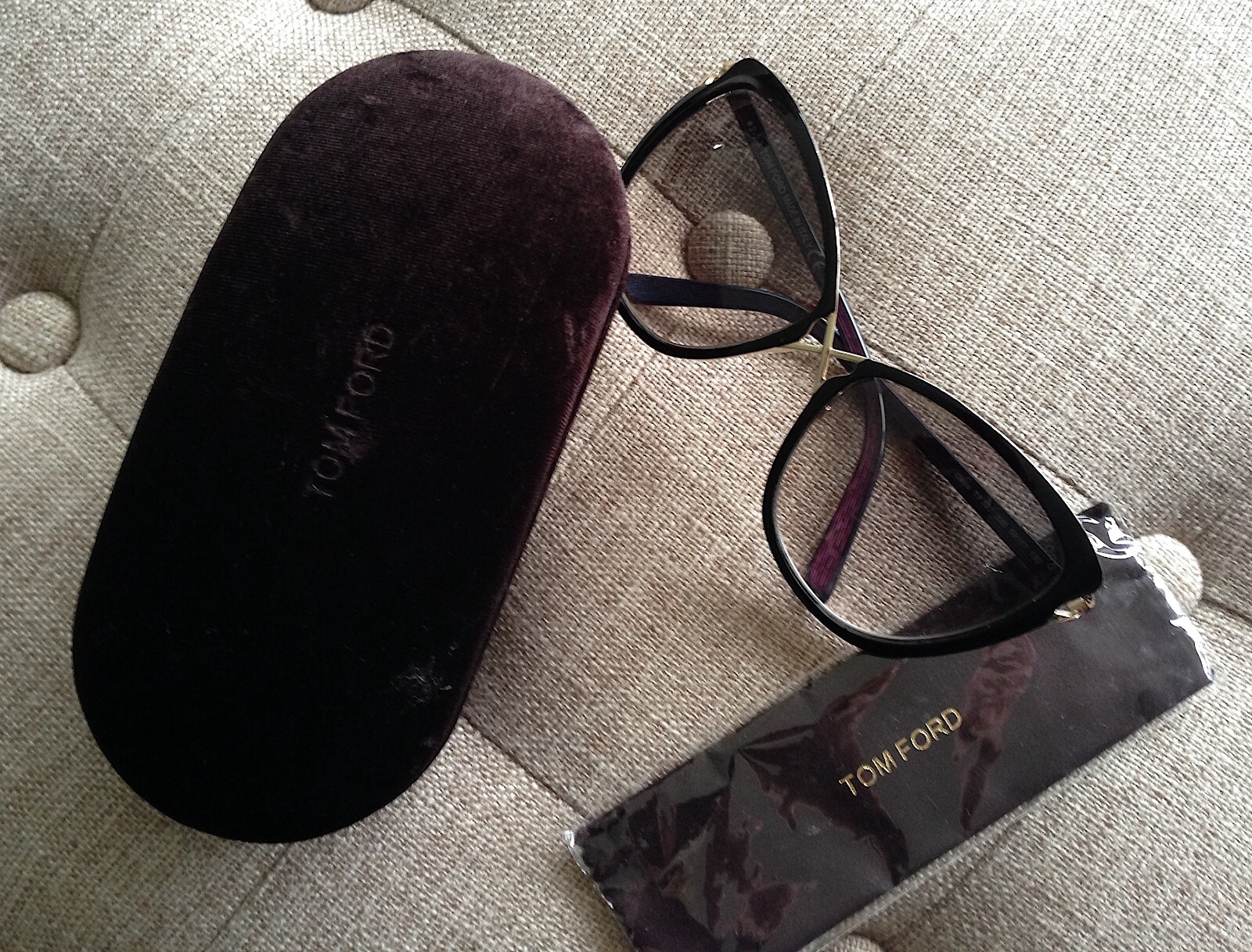 Tom Ford Celia oversized cat eye sunglasses in black, gold, blue, purple-image