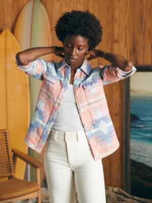 $178 FAHERTY Doug Good Feather Daly Shirt | Morning Star Sun | Small