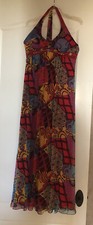 GORGEOUS  Sue Wong Multi color Chiffon Beaded Halter Empire Waist Maxi Dress 8