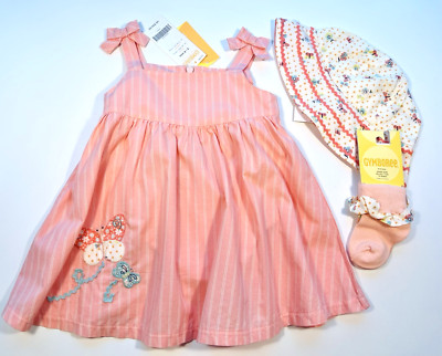 Vintage NWT Gymboree 2006 MADE WITH LOVE Layette 3pc Set Dress, Hat, Socks 3-6 M