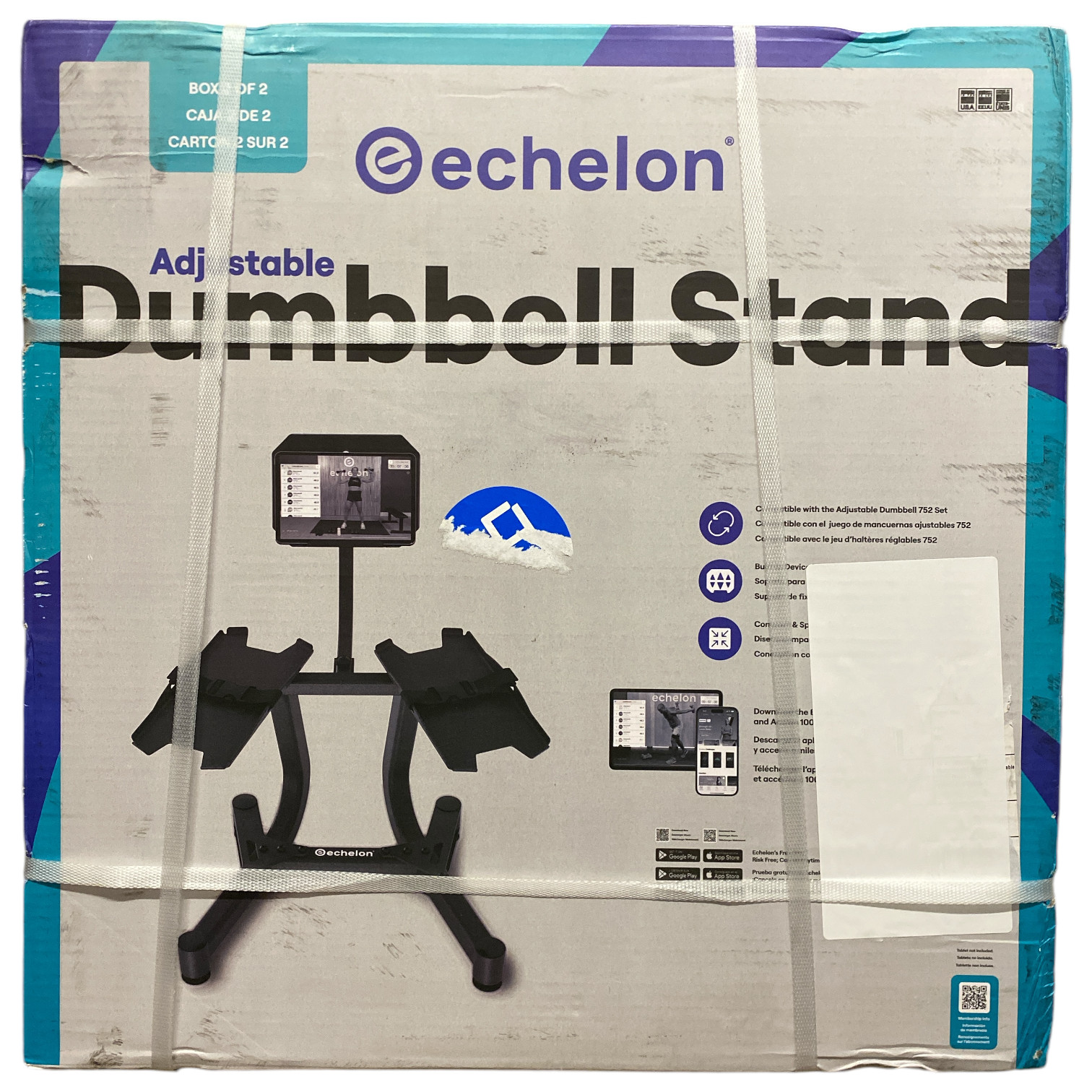 Регулируемая стойка для гантелей Echelon со встроенным креплением для тренажера, черная