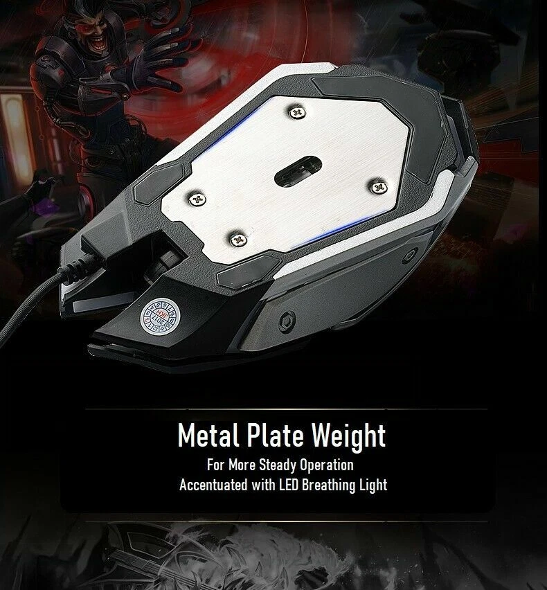 Gaming Mouse LED Breathing Fire 4 Button Silent USB Wired 1600 DPI Laptop PC USA - Image 4 of 4