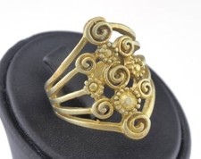 Flowers Ring Adjustable Raw brass 19.5mm 9.5US inner size 4417