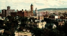 c1907 Omaha, NE, downtown, aerial view, birds eye, Bushnell, IL, antique