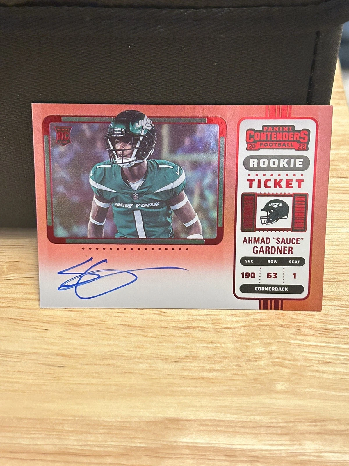 2022 Ahmad "Sauce" Gardner Contenders Red Zone Variation Rookie Auto Card Jets