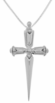 Jewelry Trends Sterling Silver Cross Dagger Pendant on Box Chain Necklace