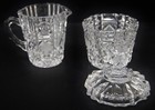 VINTAGE AMERICAN BRILLIANT Bohemian Crystal Cream & Sugar Set w/Underplate — photo 3