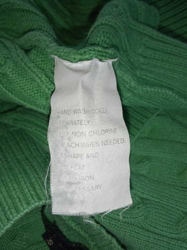 Jeanne Pierre Green Cable Knit Short Sleeve Sweater Size S 100% Cotton V-neck - Picture 8 of 8
