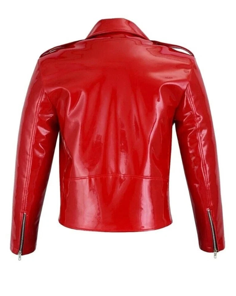 Gothic Handmade EMO Moto Red PVC Vinyl Jacket Motorcycle Jacket Men - Image 2 of 3