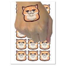 Unamused and Unhappy Cat Loaf Temporary Tattoo Water Resistant Fake Body Art Set