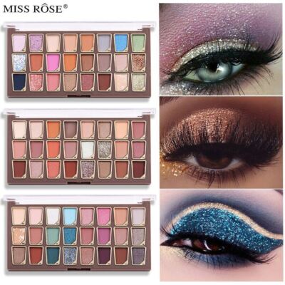 Miss Rose Professional 24 Farben Lidschatten Palette Schimmer Lidschatten Glitzer