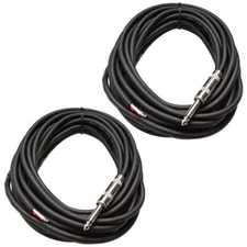 2 SEISMIC AUDIO 25' Raw Wire-1/4" PA/DJ SPEAKER CABLES