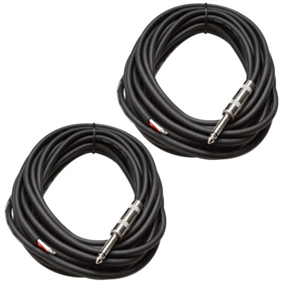 2 SEISMIC AUDIO 25' Raw Wire-1/4'' PA/DJ SPEAKER CABLES