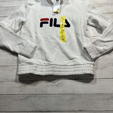 New Fila Women's White Long Sleeve 1/4 Zip Fleece Lined Pullover Sweatshirt Sz S