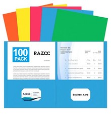 Two Pocket Folders, RAZCC 100 Pack File Folders with Pockets Fit Letter Size ...