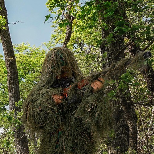 5 in 1 Ghillie Suit 3D Camouflage Hunting Apparel Woodland Clothing Jacket Pants - Picture 4 of 16