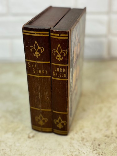 MCM Whaling Ship Wood Faux Book Trinket Nautical Jewelry Box Shelf Sitter Decor - Picture 9 of 16