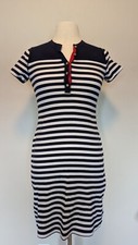 Chaps Womens Navy & White Striped Cotton Dress Small