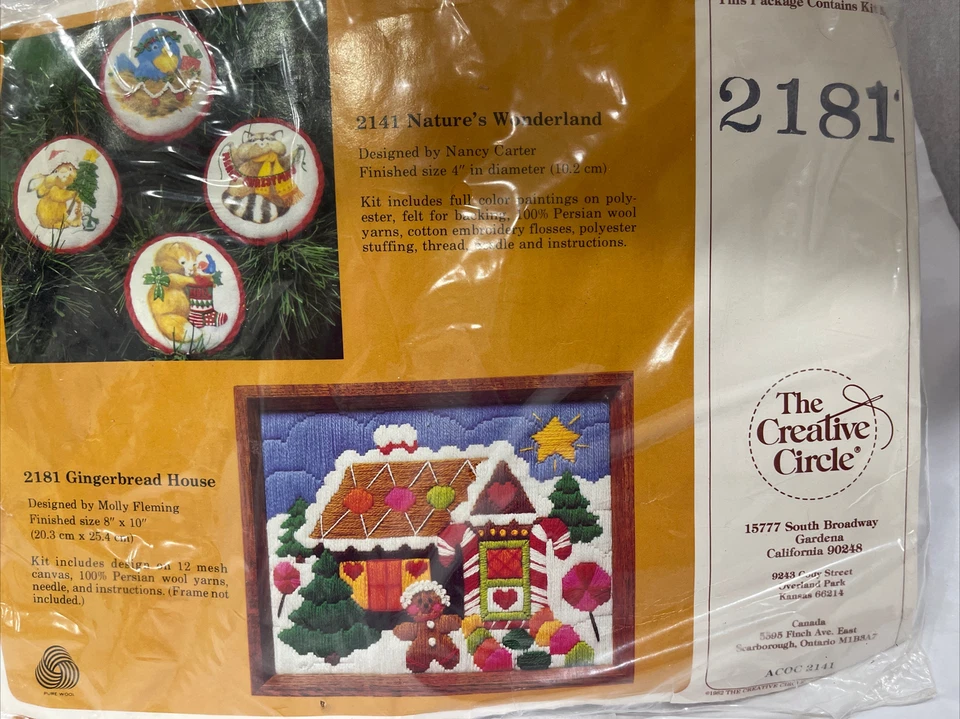 Creative Circle Gingerbread House Vintage Needlework Kit 2181 New Sealed - Image 4 of 4