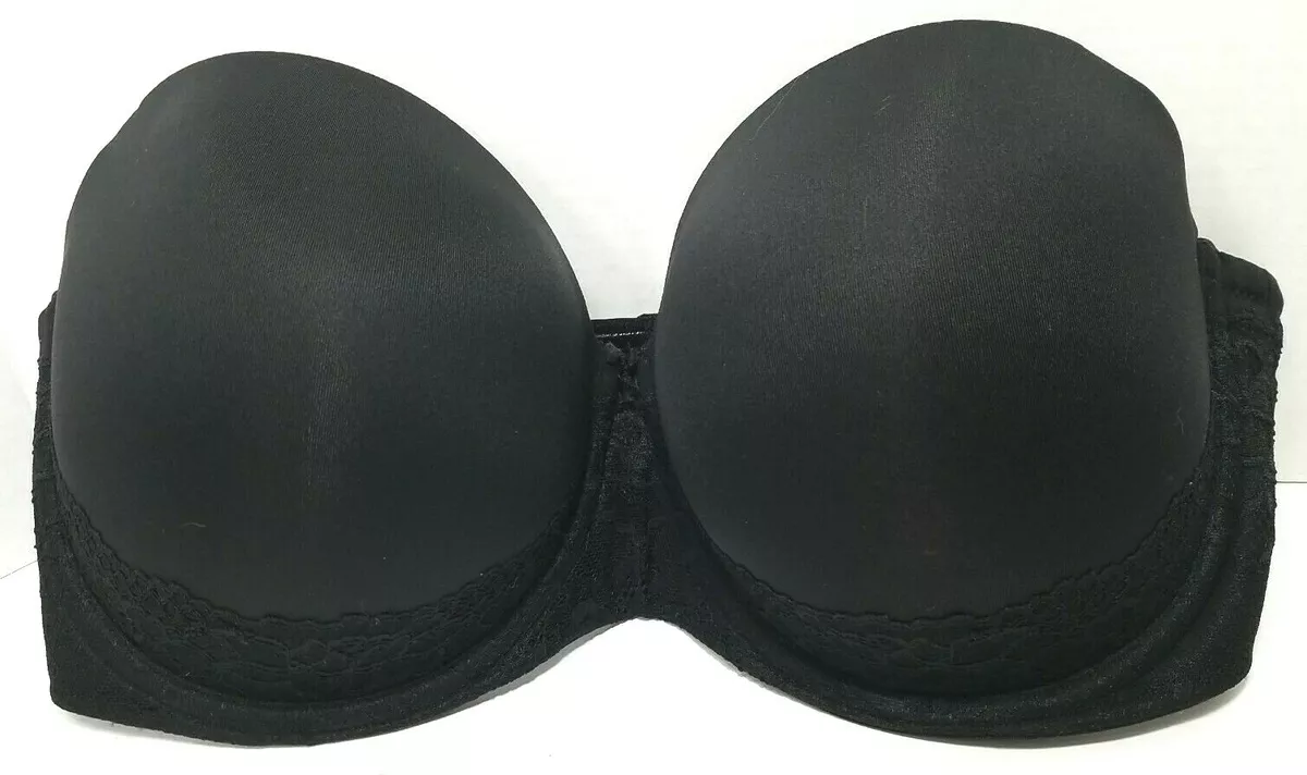 Torrid Curve Push Up Strapless Bra 40F Black Lace Accent