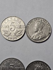 ONE (1) X 1935 CANADA 5 CENTS NICKEL KING GEORGE V F 5 Cents