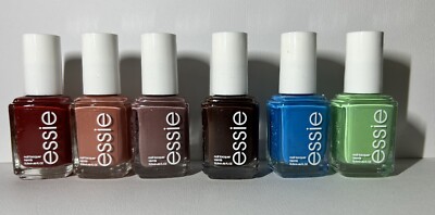 Essie Nail Polish NEW Lot of 6 Red Pink Tan Brown Blue Green