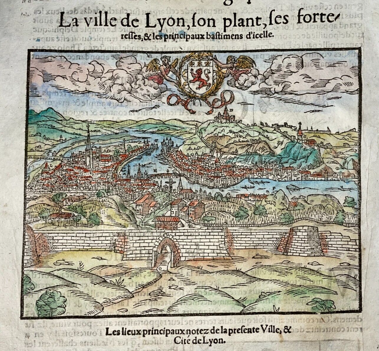 PARIS FRANCE 1598 SEBASTIAN MUNSTER LARGE UNUSUAL ANTIQUE VIEW 16TH CENTURY