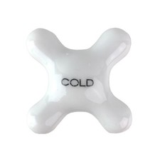 White Porcelain X Shaped Faucet Knob Handle Cold Germany 3 3/8"