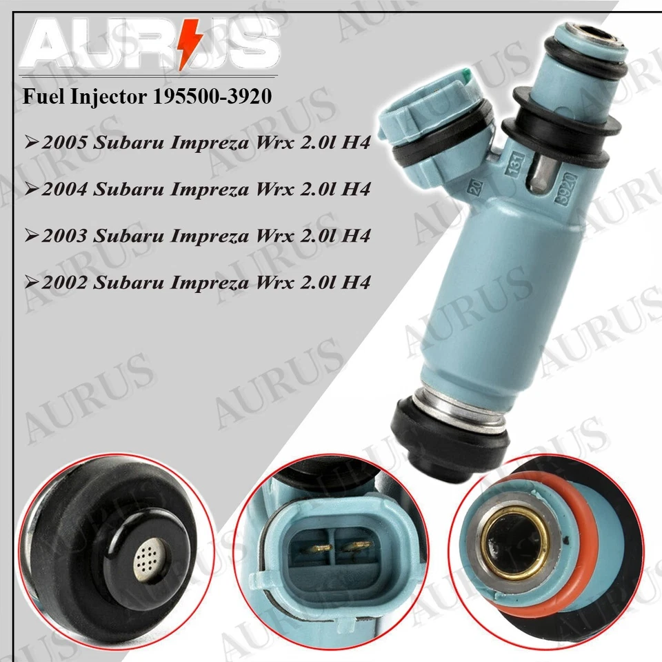 Inyectores de combustible OEM AURUS 4 NUEVOS para Subaru Impreza WRX 2002-2005 2,0 L 195500-3920 Foto 2 de 4